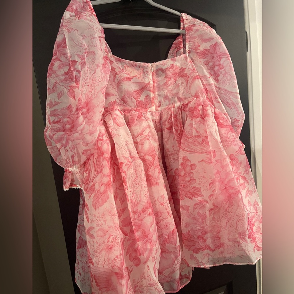 Selkie Pink Floral Puff-Sleeve Mini Dress - Picture 5 of 7